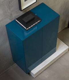 Modern Concrete Base and Gloss Lacquered Tall Sideboard Mogg Block RAL 5020