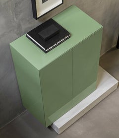 Modern Concrete Base and Gloss Lacquered Tall Sideboard Mogg Block RAL 6021