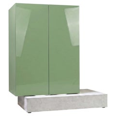Modern Concrete Base and Gloss Lacquered Tall Sideboard Mogg Block RAL 6021