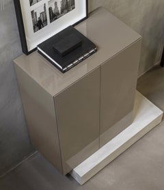 Modern Concrete Base and Gloss Lacquered Tall Sideboard Mogg Block RAL 7006