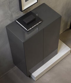 Modern Concrete Base and Gloss Lacquered Tall Sideboard Mogg Block RAL 7022