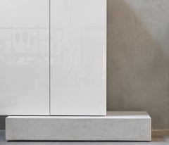 Modern Concrete Base and Gloss Lacquered Tall Sideboard Mogg Block RAL 9016