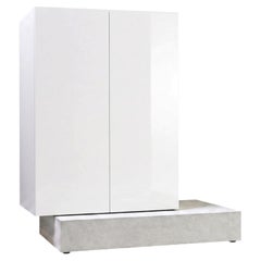 Modern Concrete Base and Gloss Lacquered Tall Sideboard Mogg Block RAL 9016
