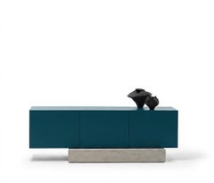 Modern Concrete Base and Matte Lacquered Sideboard Buffet Mogg Block RAL 5020