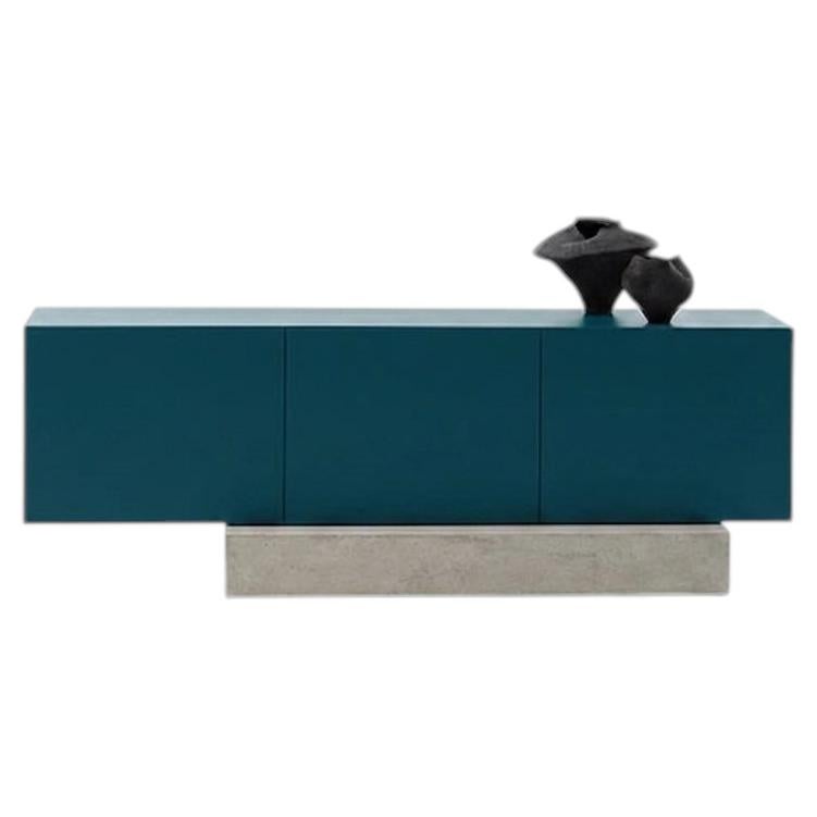Modern Concrete Base and Matte Lacquered Sideboard Buffet Mogg Block RAL 5020