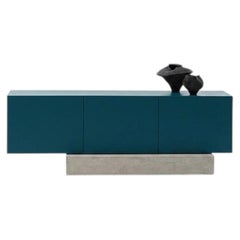 Modern Concrete Base and Matte Lacquered Sideboard Buffet Mogg Block RAL 5020