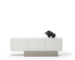 Modern Concrete Base and Matte Lacquered Sideboard Buffet Mogg Block RAL 9016
