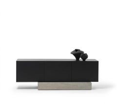 Modern Concrete Base and Matte Lacquered Sideboard Buffet Mogg Block RAL 9017