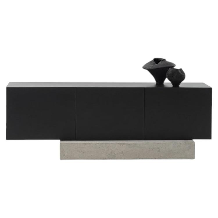 Modern Concrete Base and Matte Lacquered Sideboard Buffet Mogg Block RAL 9017 For Sale