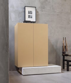 Modern Concrete Base and Matte Lacquered Tall Sideboard Mogg Block RAL 1001