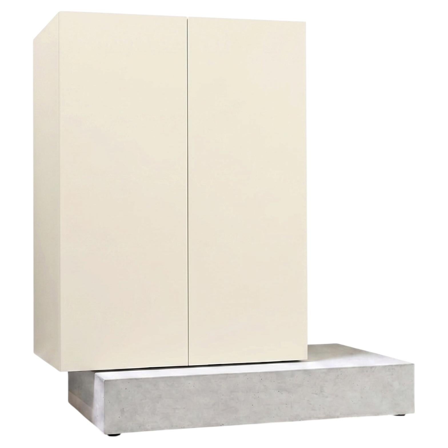 Modern Concrete Base and Matte Lacquered Tall Sideboard Mogg Block RAL 1013
