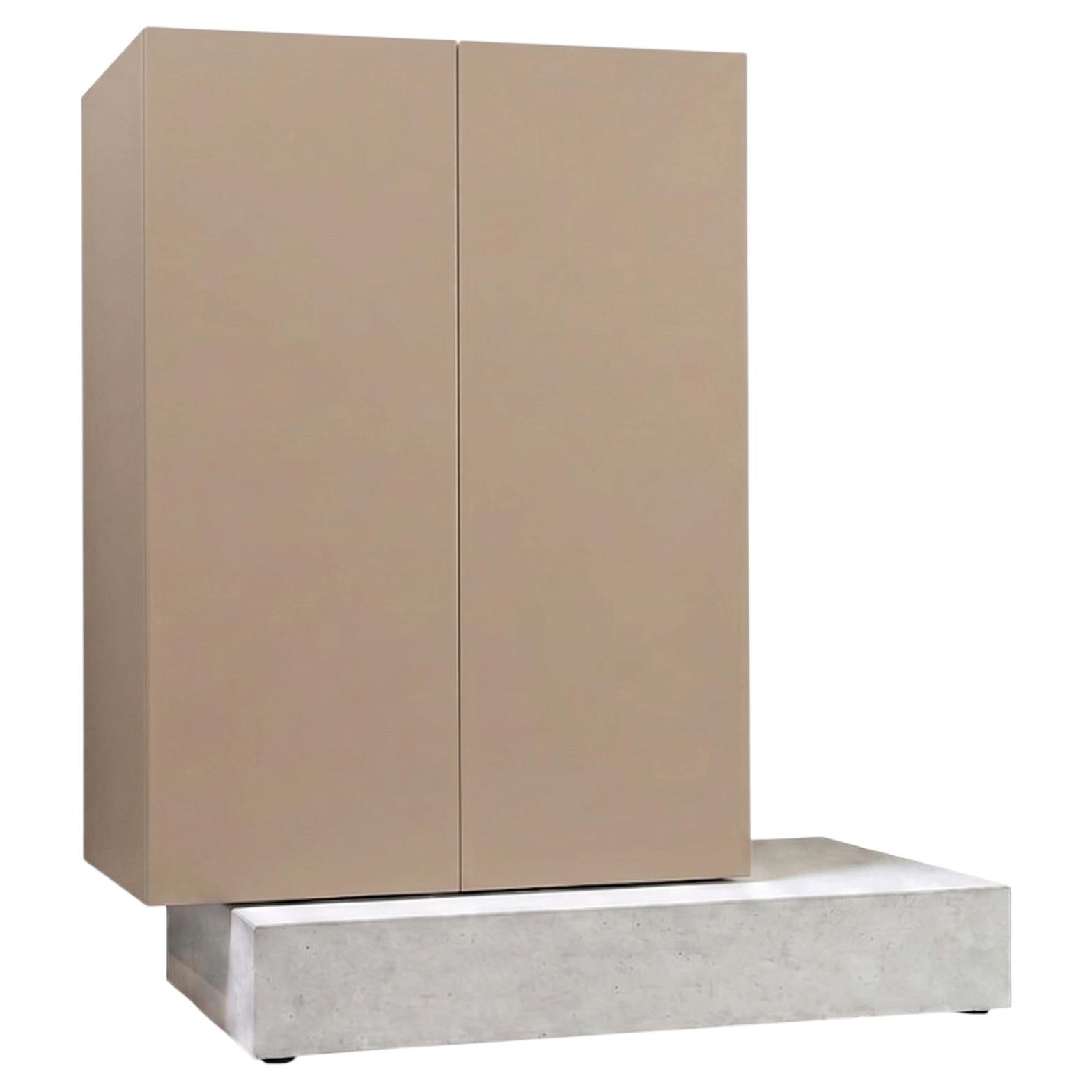 Modern Concrete Base and Matte Lacquered Tall Sideboard Mogg Block RAL 1019