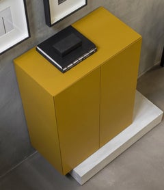 Modern Concrete Base and Matte Lacquered Tall Sideboard Mogg Block RAL 1027