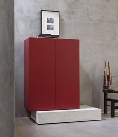 Modern Concrete Base and Matte Lacquered Tall Sideboard Mogg Block RAL 3001