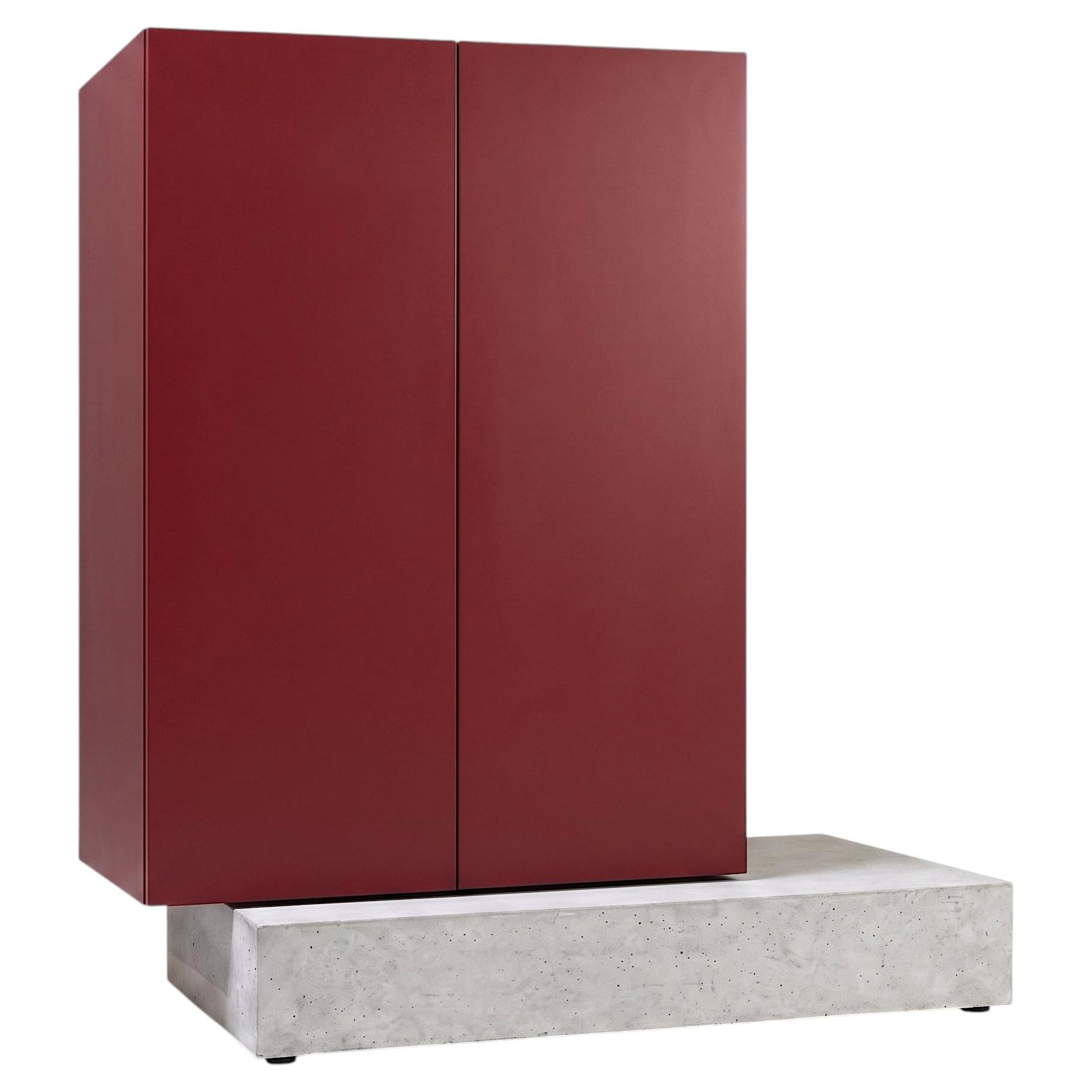 Modern Concrete Base and Matte Lacquered Tall Sideboard Mogg Block RAL 3004 For Sale