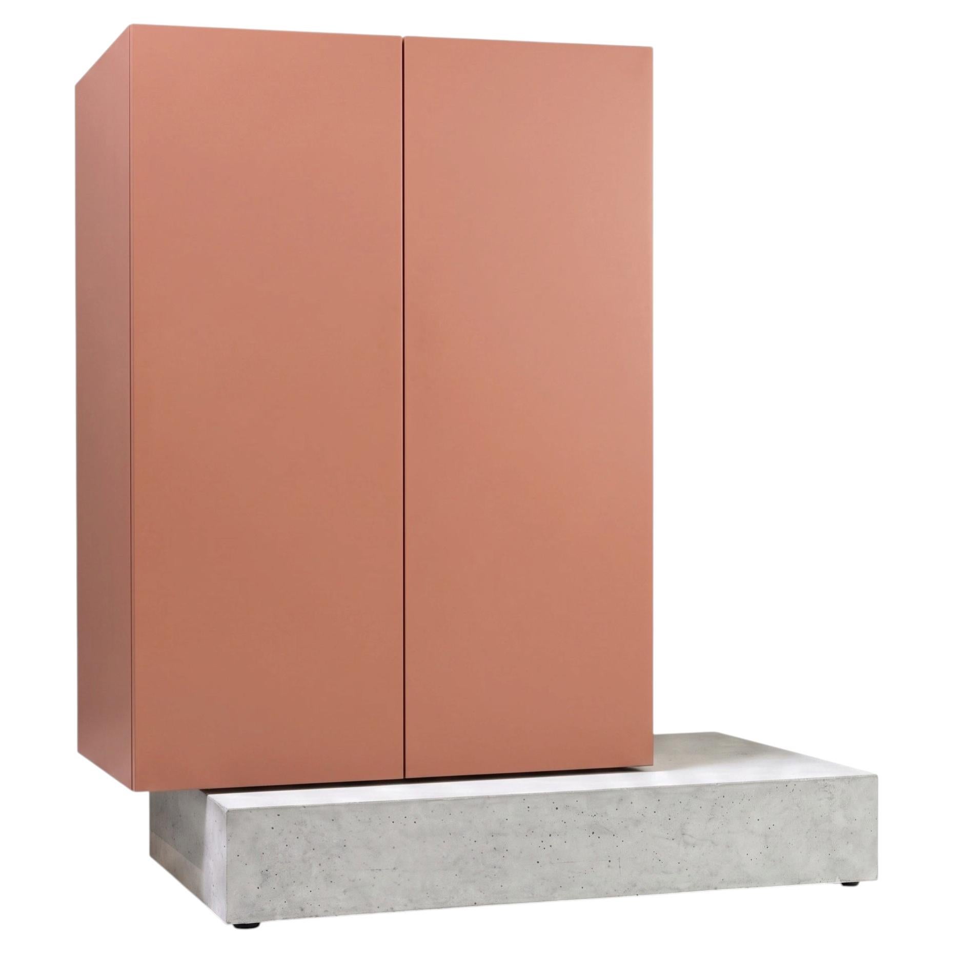 Modern Concrete Base and Matte Lacquered Tall Sideboard Mogg Block RAL 3012