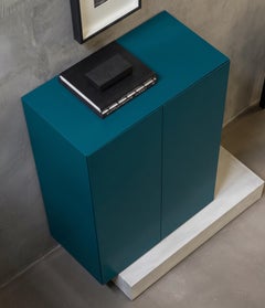 Modern Concrete Base and Matte Lacquered Tall Sideboard Mogg Block RAL 5020