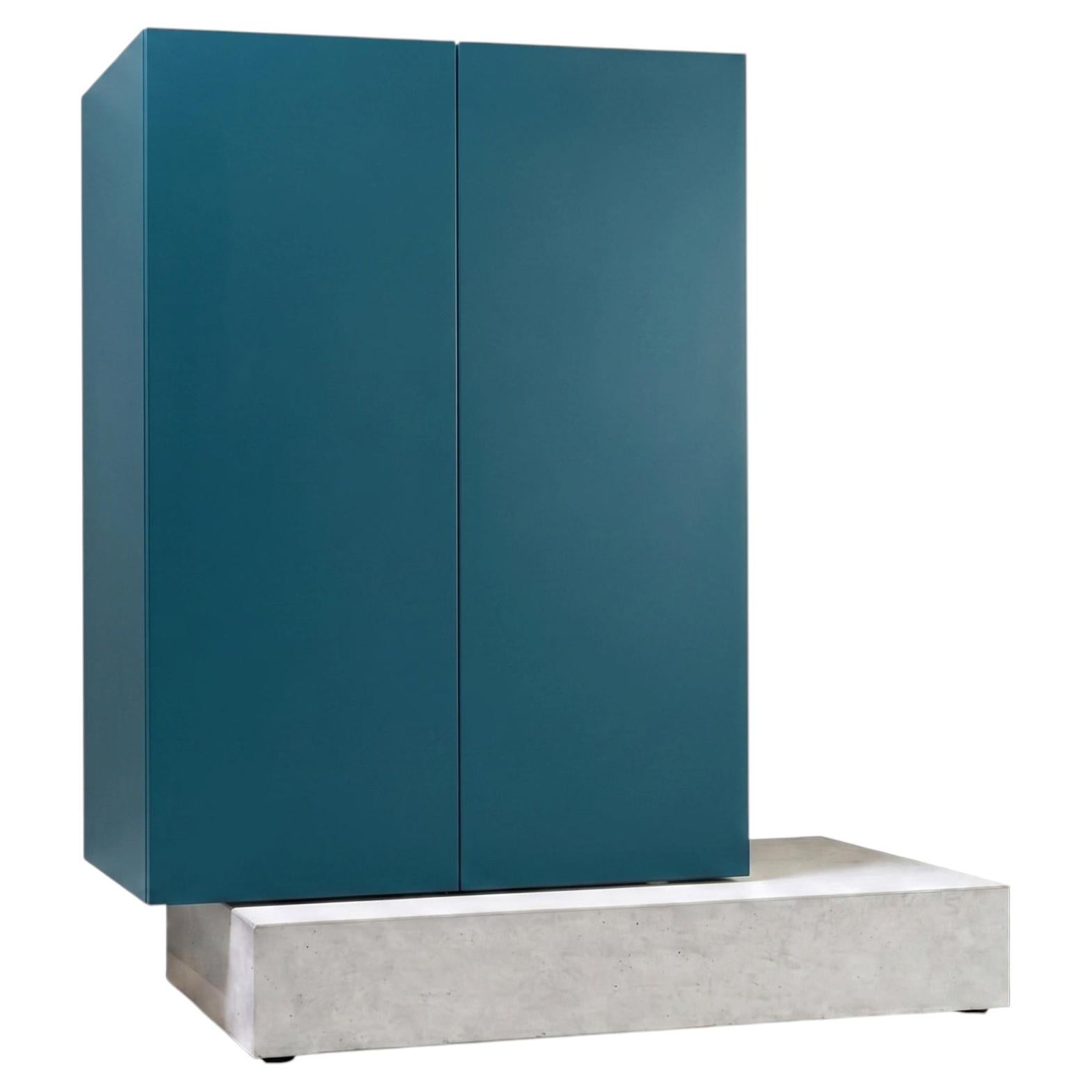 Modern Concrete Base and Matte Lacquered Tall Sideboard Mogg Block RAL 5020