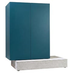 Modern Concrete Base and Matte Lacquered Tall Sideboard Mogg Block RAL 5020