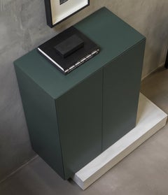 Modern Concrete Base and Matte Lacquered Tall Sideboard Mogg Block RAL 6012