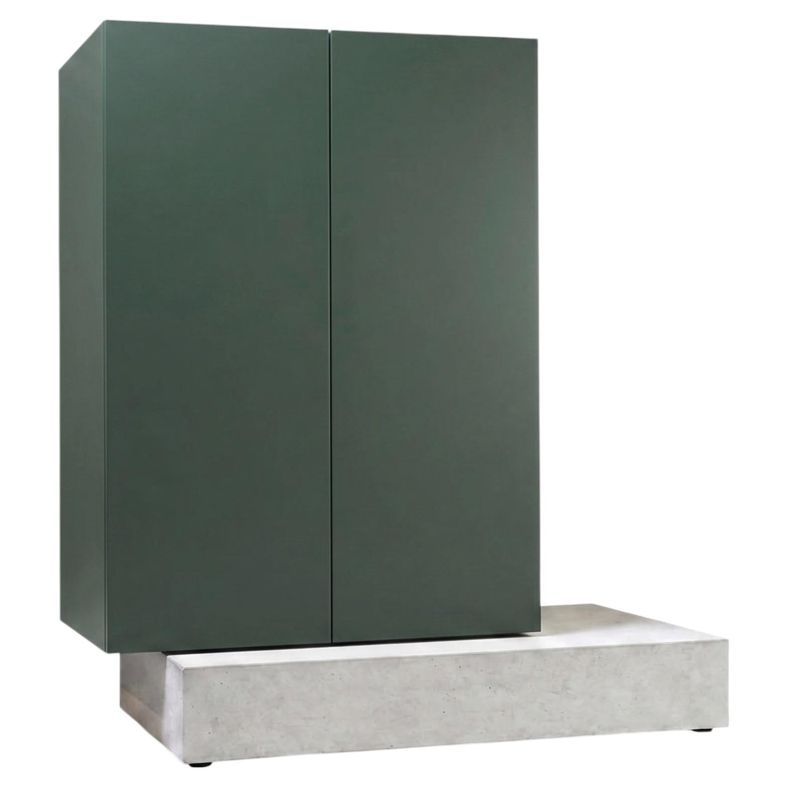 Modern Concrete Base and Matte Lacquered Tall Sideboard Mogg Block RAL 6012 For Sale