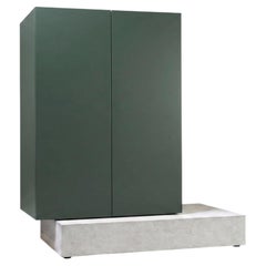 Modern Concrete Base and Matte Lacquered Tall Sideboard Mogg Block RAL 6012