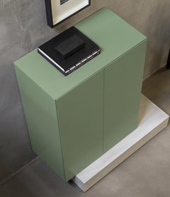 Modern Concrete Base and Matte Lacquered Tall Sideboard Mogg Block RAL 6021