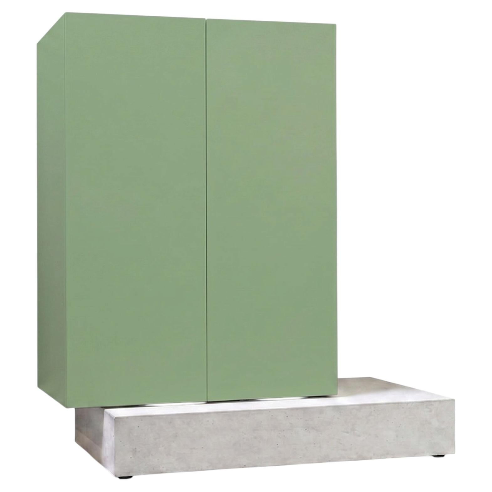 Modern Concrete Base and Matte Lacquered Tall Sideboard Mogg Block RAL 6021