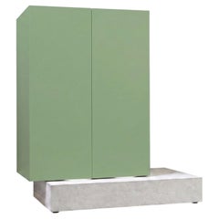 Modern Concrete Base and Matte Lacquered Tall Sideboard Mogg Block RAL 6021