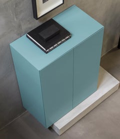 Modern Concrete Base and Matte Lacquered Tall Sideboard Mogg Block RAL 6034