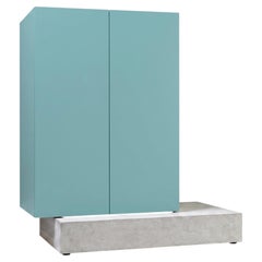 Modern Concrete Base and Matte Lacquered Tall Sideboard Mogg Block RAL 6034