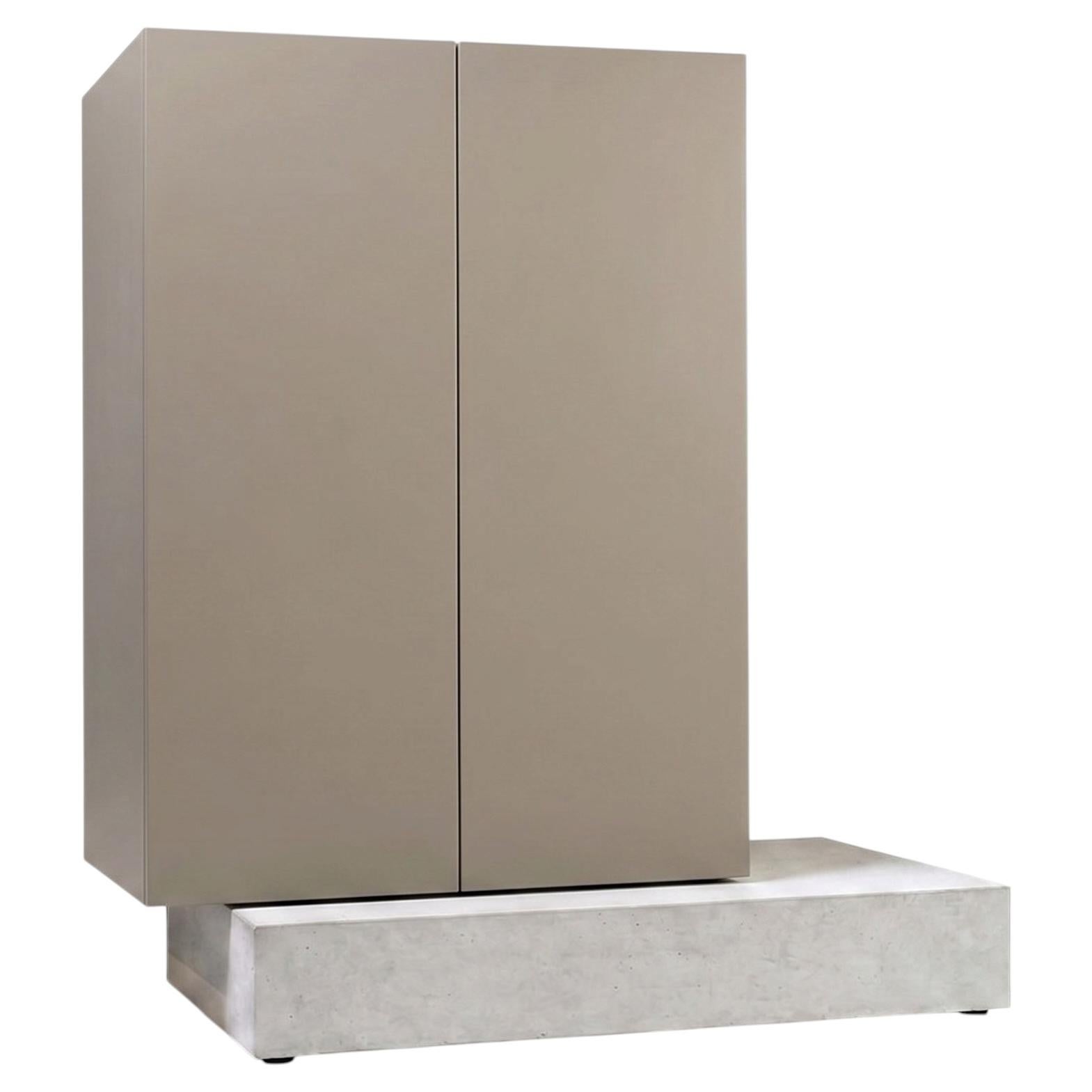 Modern Concrete Base and Matte Lacquered Tall Sideboard Mogg Block RAL 7006