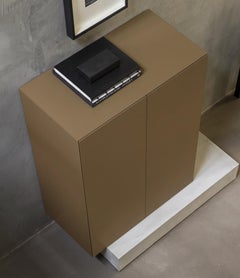 Modern Concrete Base and Matte Lacquered Tall Sideboard Mogg Block RAL 7008