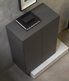 Modern Concrete Base and Matte Lacquered Tall Sideboard Mogg Block RAL 7022