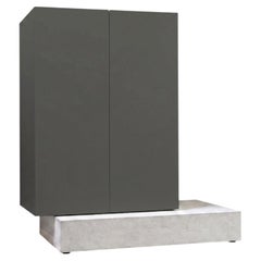 Modern Concrete Base and Matte Lacquered Tall Sideboard Mogg Block RAL 7022