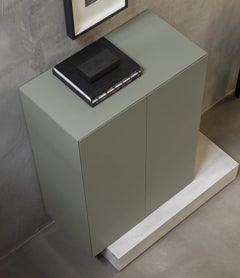Modern Concrete Base and Matte Lacquered Tall Sideboard Mogg Block RAL 7033