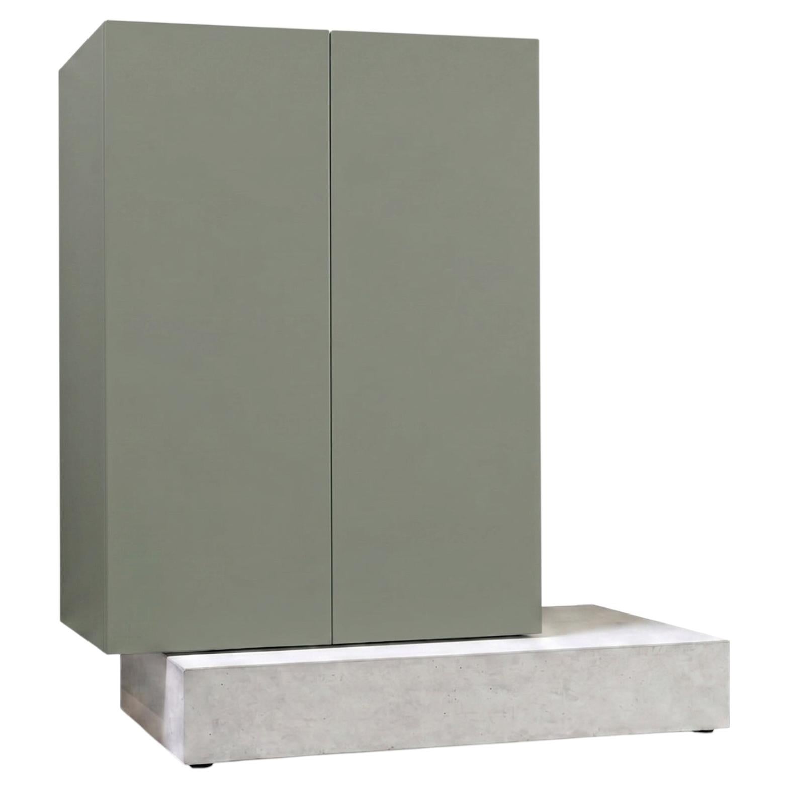 Modern Concrete Base and Matte Lacquered Tall Sideboard Mogg Block RAL 7033
