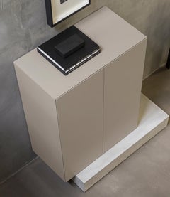 Modern Concrete Base and Matte Lacquered Tall Sideboard Mogg Block RAL 7044