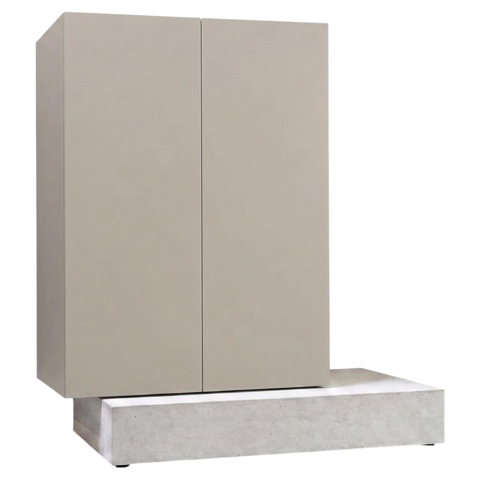 Modern Concrete Base and Matte Lacquered Tall Sideboard Mogg Block RAL 7044 For Sale