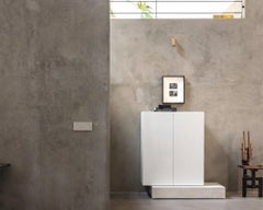 Modern Concrete Base and Matte Lacquered Tall Sideboard Mogg Block RAL 9016