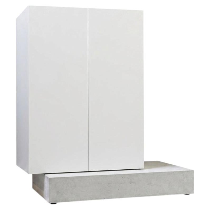 Modern Concrete Base and Matte Lacquered Tall Sideboard Mogg Block RAL 9016