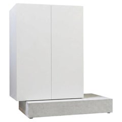 Modern Concrete Base and Matte Lacquered Tall Sideboard Mogg Block RAL 9016