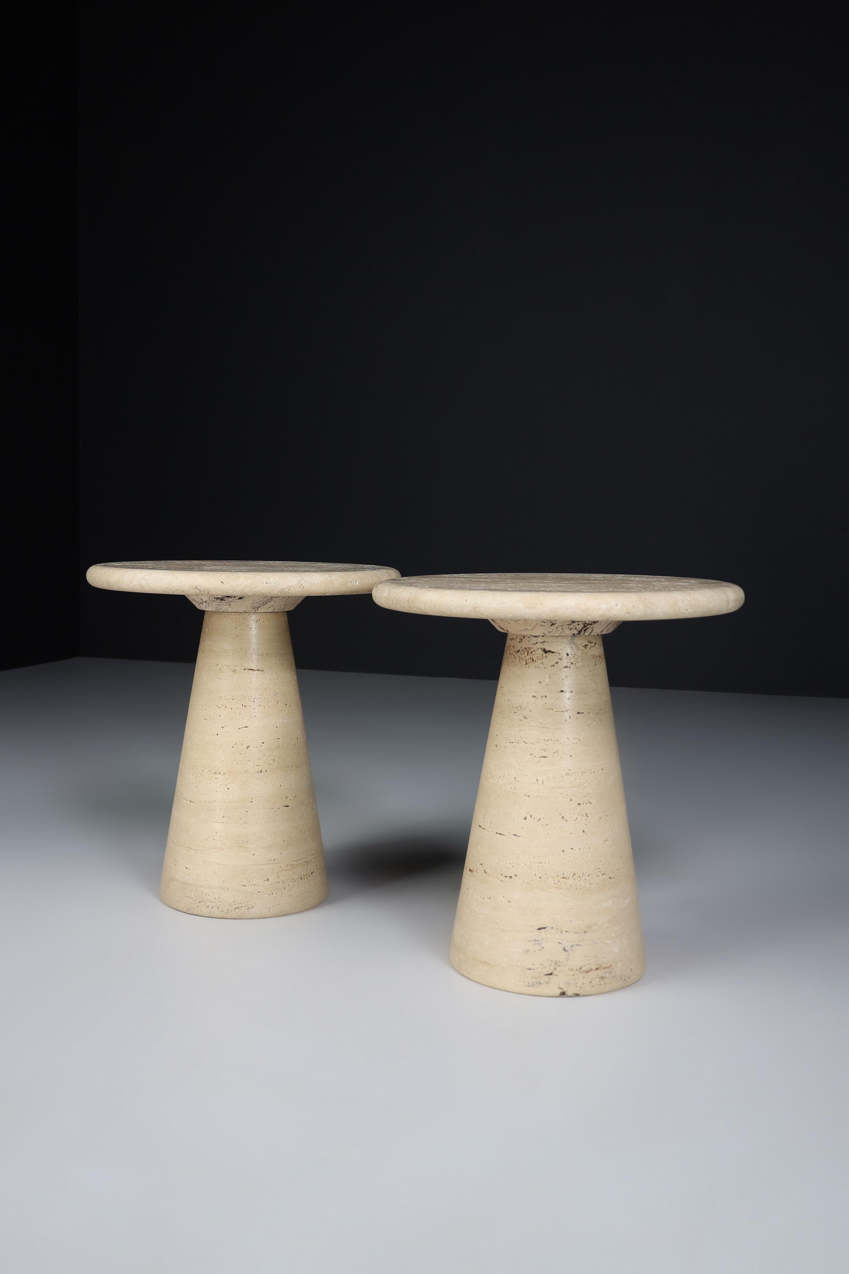 Modern Conical Travertine Side Tables, Italy, 1980s For Sale 4
