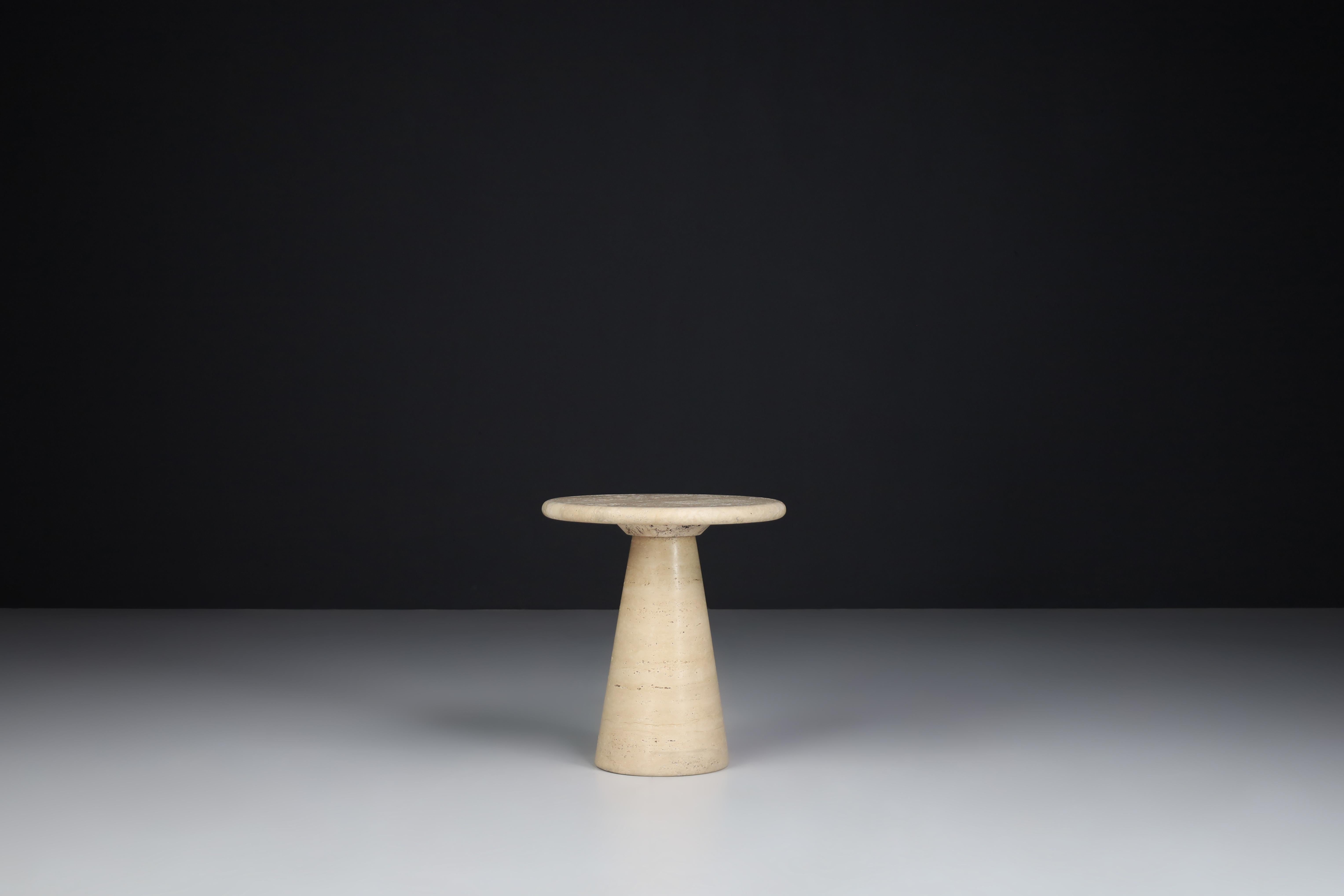 Mid-Century Modern Modern Conical Travertine Side Tables, Italy, 1980s For Sale