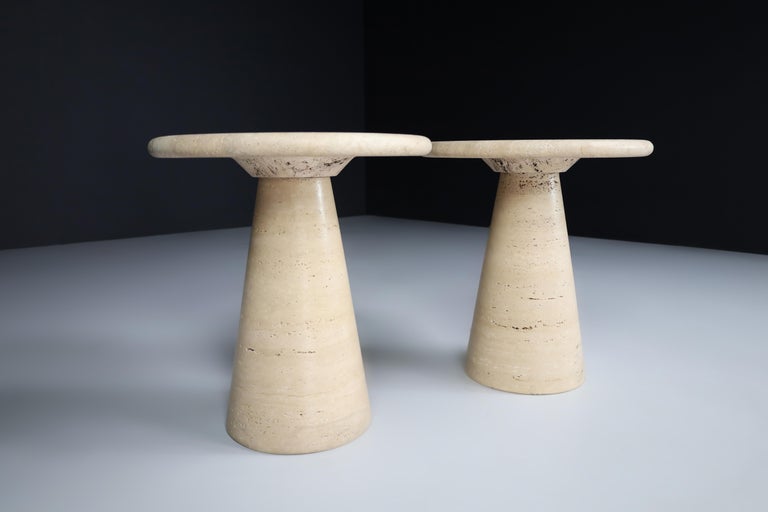Modern Conical Travertine Side Tables, Italy, 1980s For Sale 2