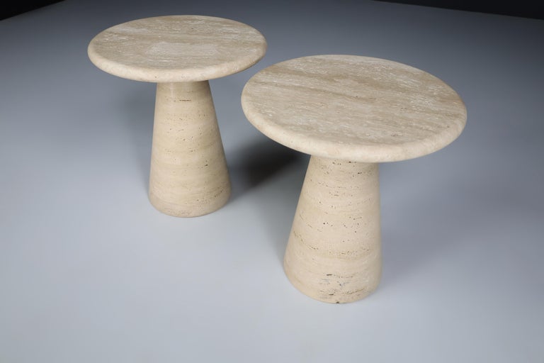 Modern Conical Travertine Side Tables, Italy, 1980s For Sale 3