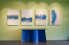 Modern Console Curved Lacquered Aluminium Blue Bespoke Colour for Dilmos