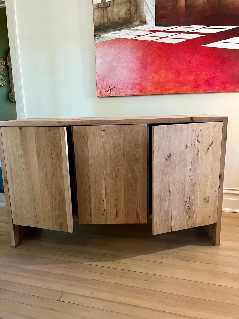 Wood Modern Console In White Oak For Sale