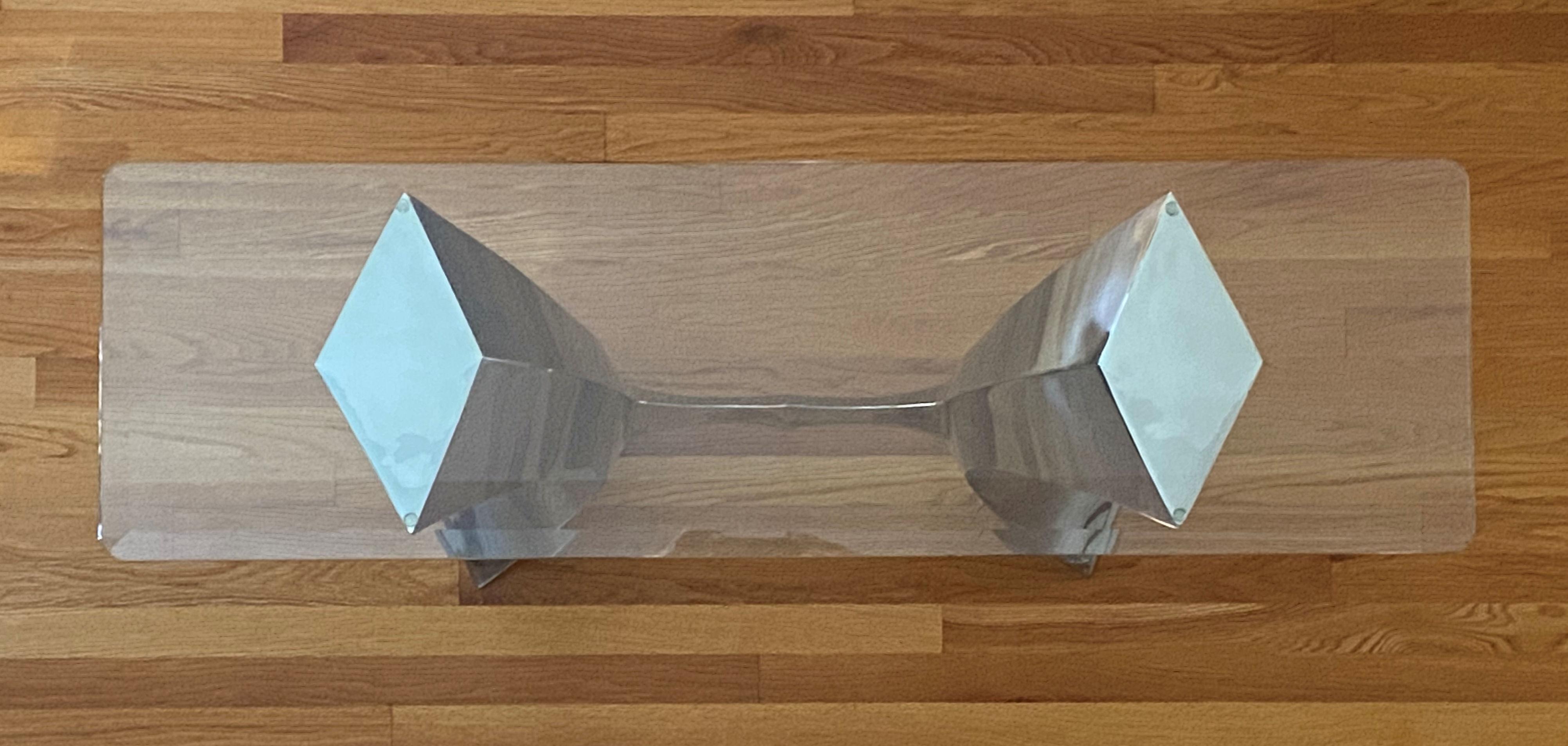 Welded Forged Stainless Steel Console Table by Curtis Norton For Sale