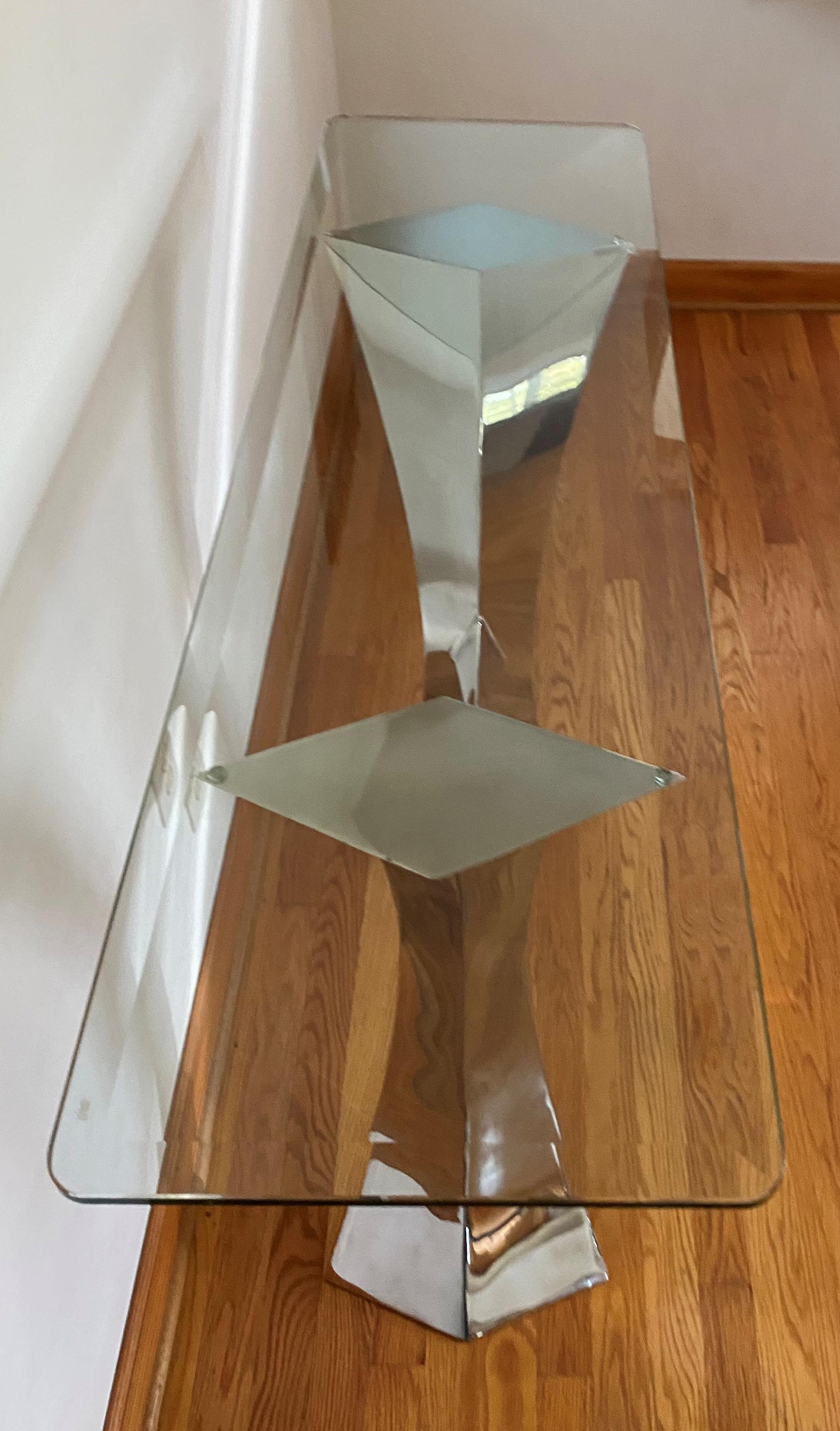 Forged Stainless Steel Console Table by Curtis Norton In Good Condition For Sale In Kilmarnock, VA